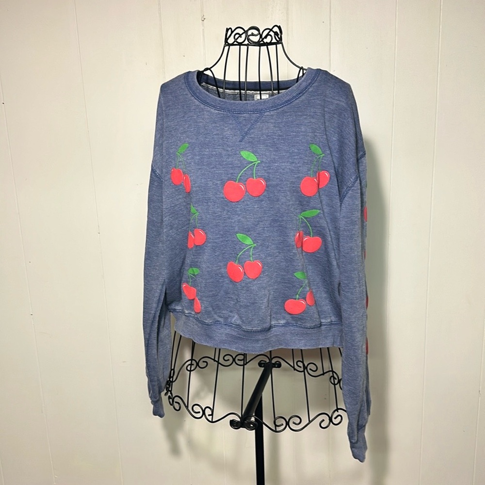 Retro distressed cherry sweatshirt